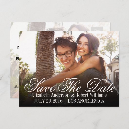 Save The Date | Rett unseres Hochzeitdatums Ankündigungspostkarte (Vorne/Hinten)