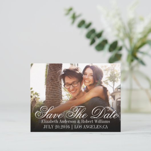 Save The Date | Rett unseres Hochzeitdatums Ankündigungspostkarte (Stehend Vorderseite)