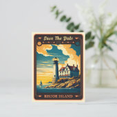 Save The Date | Rhode Island Einladung Postkarte (Stehend Vorderseite)