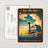 Save The Date | Rhode Island Einladung Postkarte (Vorne/Hinten)