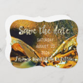 Save the Date Ribbon Gold Script Wedding Party (Vorne/Hinten)