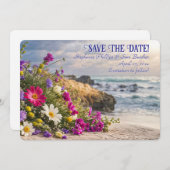 Save the Date Romantic Beautiful Flowers on Beach Einladung (Vorne/Hinten)