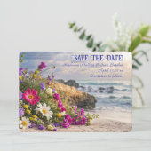 Save the Date Romantic Beautiful Flowers on Beach Einladung (Stehend Vorderseite)