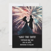 Save the Date romantische Couple Dancing Fireworks Einladung (Vorderseite)