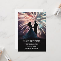 Save the Date romantische Couple Dancing Fireworks