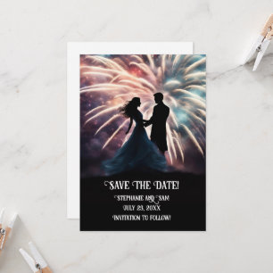 Save the Date romantische Couple Dancing Fireworks Einladung