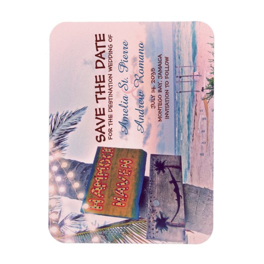 Save the Date Romantische String Light Beach Weddi Magnet (Vertikal)