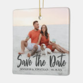 Save the Date Romantisches Couple Foto Weihnachten Keramikornament (Links)