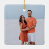 Save the Date Romantisches Couple Foto Weihnachten Keramikornament (Rückseite)