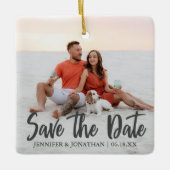 Save the Date Romantisches Couple Foto Weihnachten Keramikornament (Vorderseite)