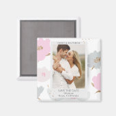 Save the Date Romantisches Couple Glitzer Blumenkr Magnet (Vorderseite/Rückseite)