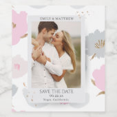 Save the Date Romantisches Couple Glitzer Blumenkr Weinetikett (Einzelnes Label)