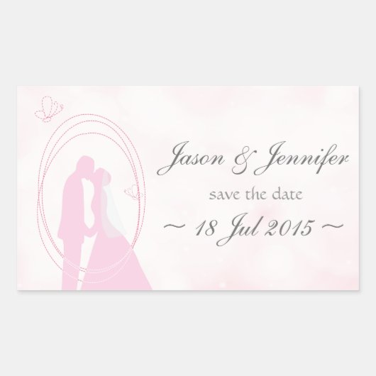 "Save the Date" Romantisches Dreamy Wedding Couple Rechteckiger Aufkleber (Vorderseite)