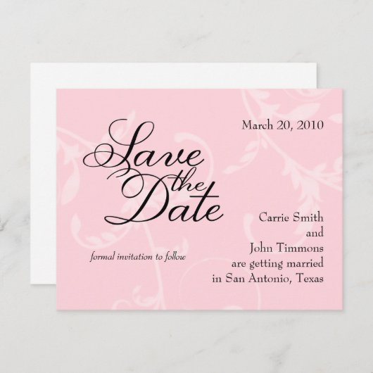 Save the Date Rosa Acanthus Vine Einladung (Vorne/Hinten)