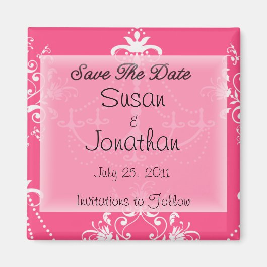 Save the Date rosa Bildrolle Magnet (Vorne)