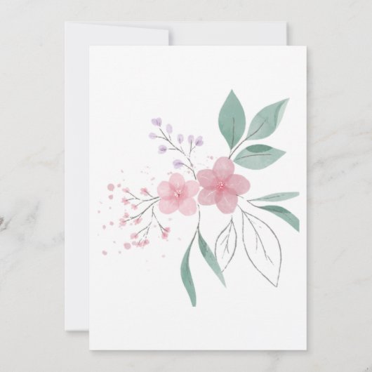 Save the Date Rosa Blume - Einladungen (Rückseite)