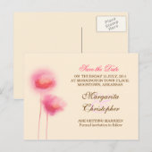 Save the Date rosa Blume Postkarten (Vorne/Hinten)