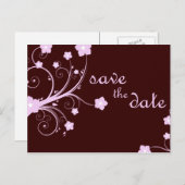 Save the Date: Rosa Blüten: Ankündigungspostkarte (Vorne/Hinten)