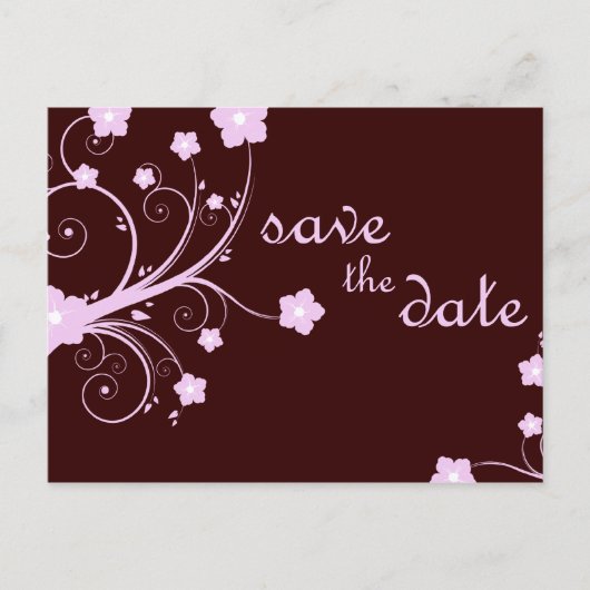 Save the Date: Rosa Blüten: Ankündigungspostkarte (Vorderseite)
