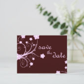 Save the Date: Rosa Blüten: Ankündigungspostkarte (Stehend Vorderseite)