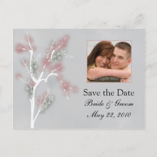 Save the Date - Rosa Blütenbaum Ankündigungspostkarte