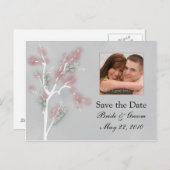 Save the Date - Rosa Blütenbaum Ankündigungspostkarte (Vorne/Hinten)