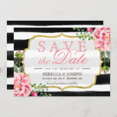 Save the Date Rosa Blütenfarbe Wasserfarben Streif (Vorne/Hinten)