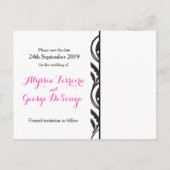 Save the Date rosa Dianthus Hochzeit Postkarte (Rückseite)