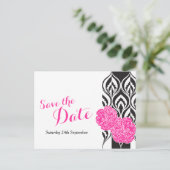 Save the Date rosa Dianthus Hochzeit Postkarte (Stehend Vorderseite)
