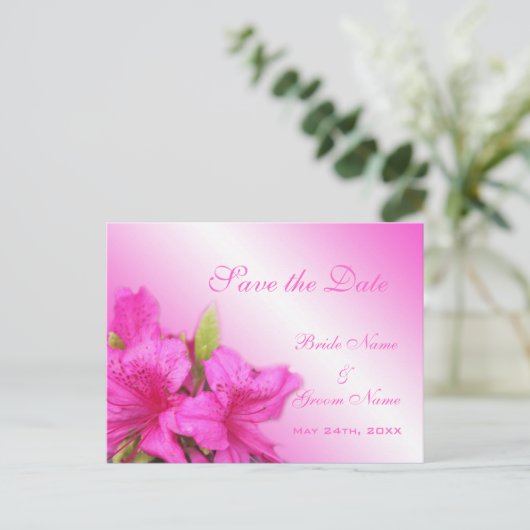 Save the Date, rosa Foto Ankündigungspostkarte (Stehend Vorderseite)