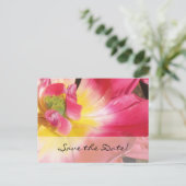 Save The Date! Rosa Gelbe Blume Postkarte (Stehend Vorderseite)