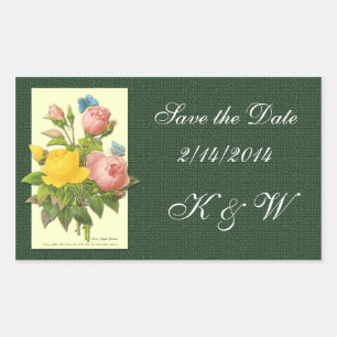 Save the Date Rosa Gelbe Vintage Rose Aufkleber
