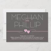 Save the Date rosa Herzen (Vorderseite)