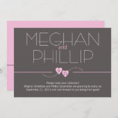 Save the Date rosa Herzen (Vorne/Hinten)