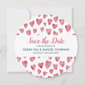 Save the Date rosa Herzkarte (Vorderseite)