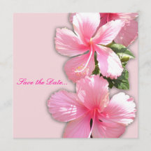 "Save the Date" Rosa Hibiskus Einladung