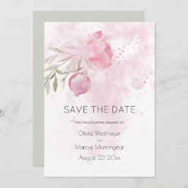 Save the Date Rosa Hütte Rose und Rosehip Einladung