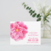 Save the Date rosa Kamelien-Blume Ankündigungspostkarte (Stehend Vorderseite)