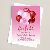 Save the Date Rosa Red Baby Dusche