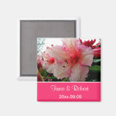 Save the Date, rosa Rhododendron-Blume. Magnet (Vorderseite/Rückseite)