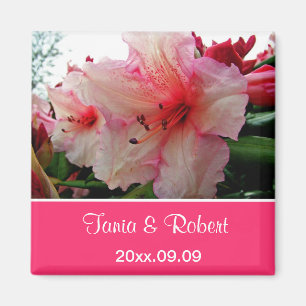 Save the Date, rosa Rhododendron-Blume. Magnet
