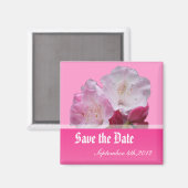 Save the Date, rosa Rhododendron-Blume. Magnet (Vorderseite/Rückseite)