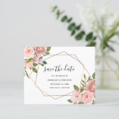 Save the Date rosa Rosengeometrie (Stehend Vorderseite)