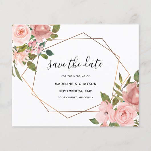 Save the Date rosa Rosengeometrie (Vorderseite)