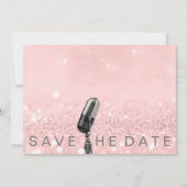 Save the Date Rosa Schwarz Grau Glitzer Microfone (Vorderseite)