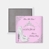 Save the Date rosa Silber High Heels Schuhe Tiara Magnet (Vorderseite/Rückseite)