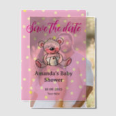 Save the Date rosa Teddybär Babydusche Pergament Einladungen (Versatz (Ehepaar))