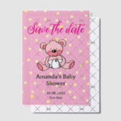Save the Date rosa Teddybär Babydusche Pergament Einladungen (Versetzt (Einladung))