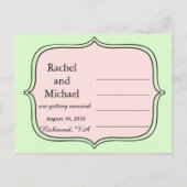 Save the Date rosa und blaue Streifen Ankündigungspostkarte (Rückseite)