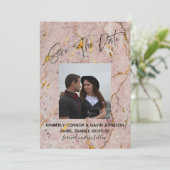 Save The Date |Rosa und Goldmarmor (Stehend Vorderseite)
